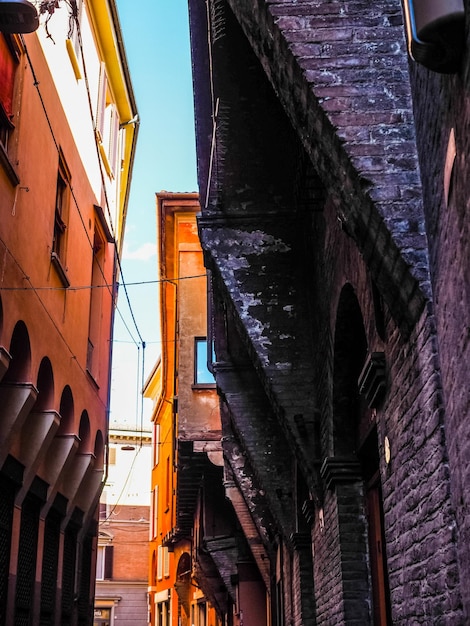 HDR View of old city centre in Bologna