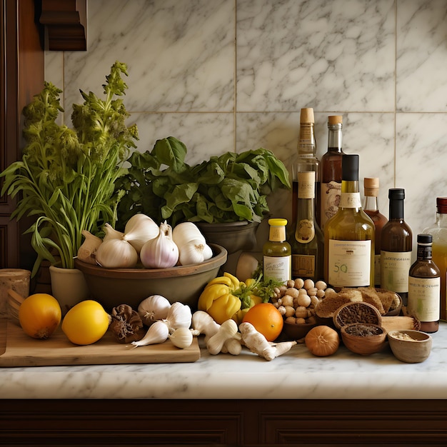 he elegance of a well arranged kitchen counter