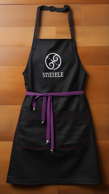 he Kan School Chef's Apron in Organic Black Captured through Precisionist Tabletop Photography wit