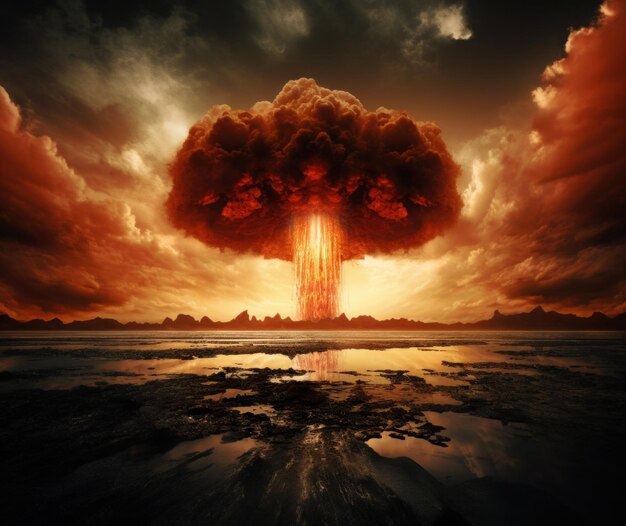 Photo he nuclear bomb in the sky stock