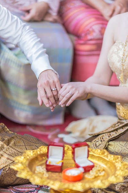 He Put the Wedding Ring on Her in the wedding ceremony 