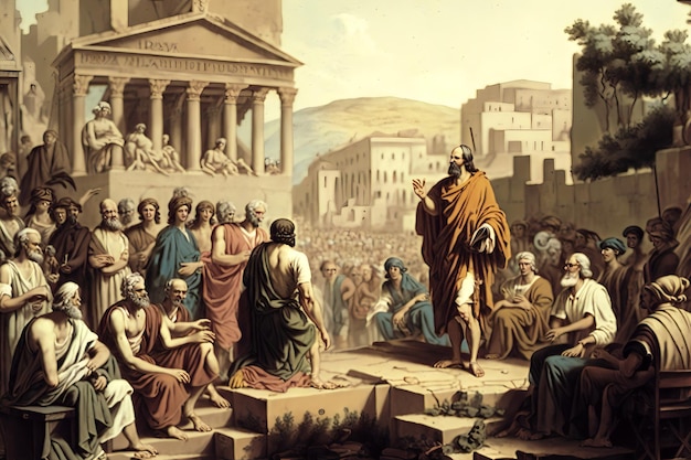 Photo he trial of socrates in the agora as depicted by plato