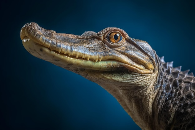 head of a crocodile Gharial portrait Gavialis gangeticus