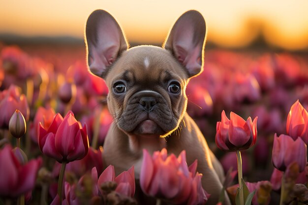 Head of French Bulldog Closeup View