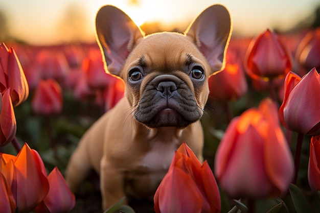 Head of French Bulldog Closeup View