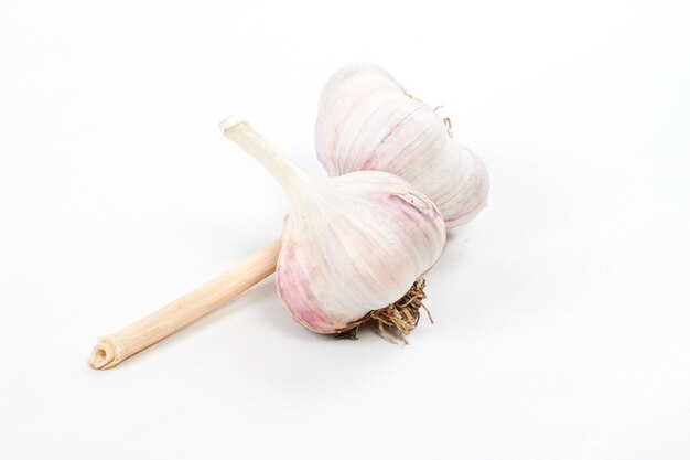 Head of the garlic on white background