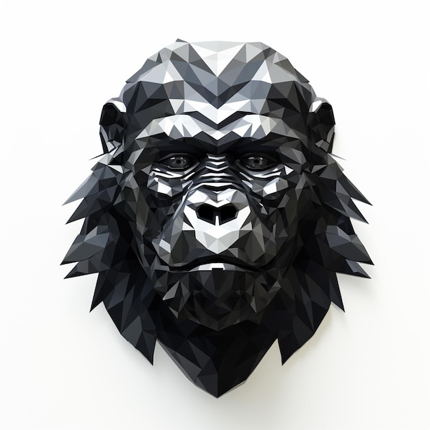 head of gorilla on white background