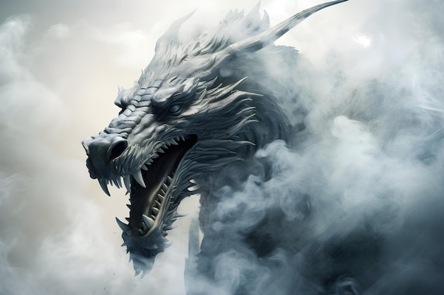 Head of a gray dragon