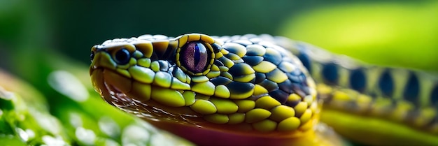 head of a green snake close up