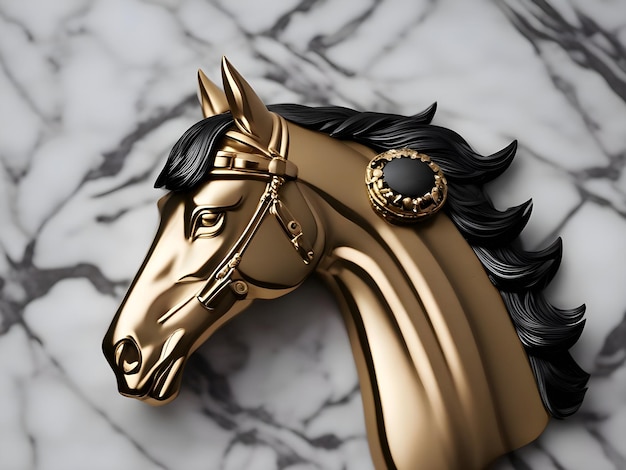 Head horse gold jewelry marble luxury