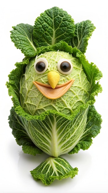 a head of lettuce with a face on it