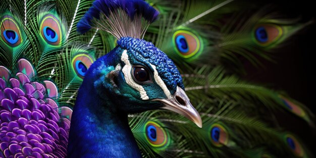 a head of a peacock