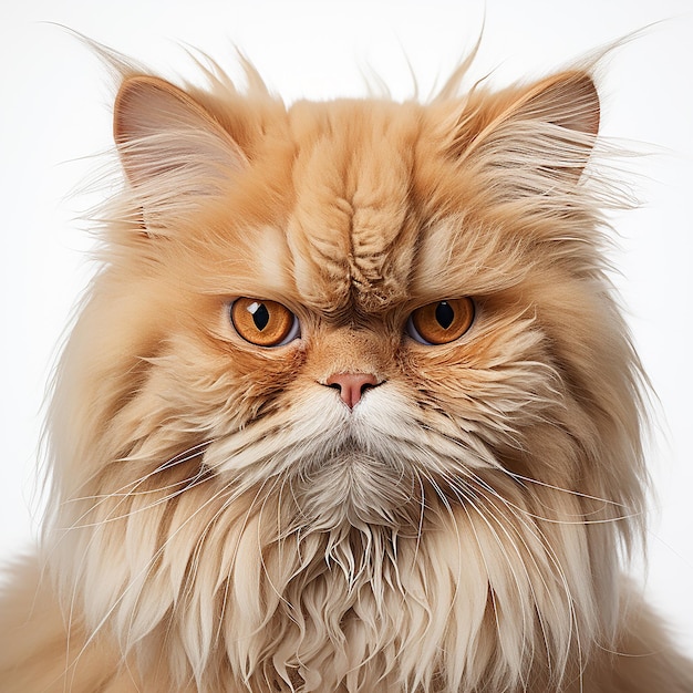 Head of a Persian Cat with a White Background