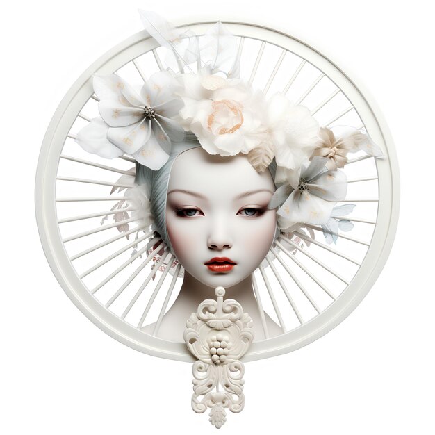 head picture frame crane white fan
