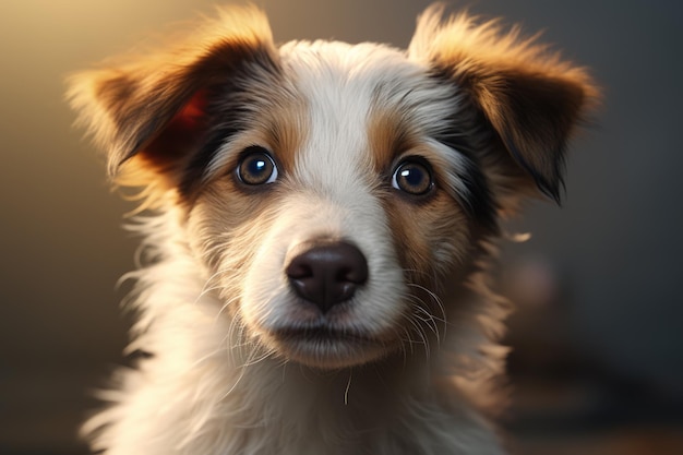 写真 可愛い面白い犬のヘッドショット 小さな子犬の肖像画