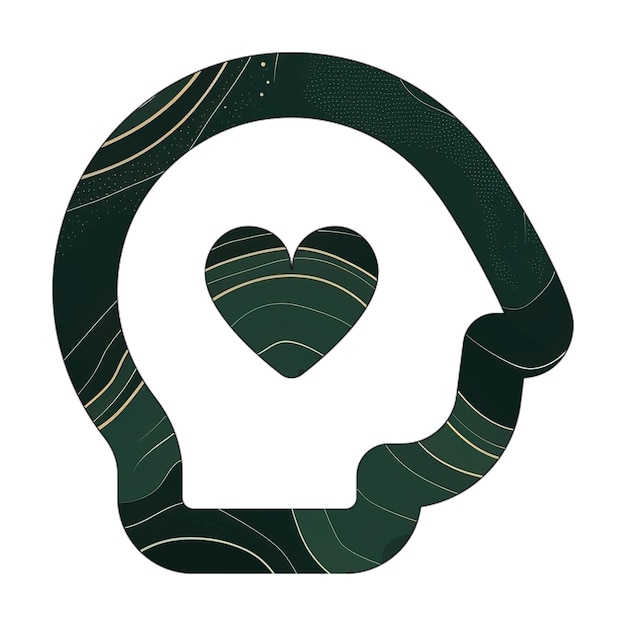 head side heart icon green marble gold texture