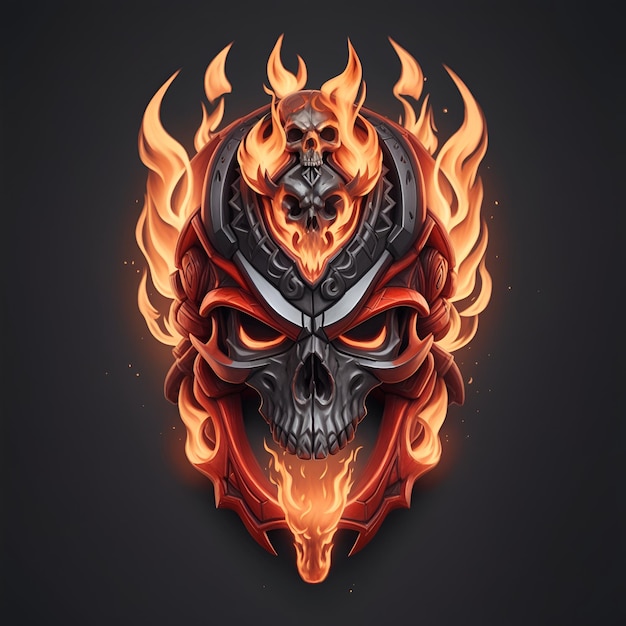 head skull fire mascot and esport gaming logo AI generated