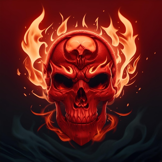 head skull fire mascot and esport gaming logo AI generated