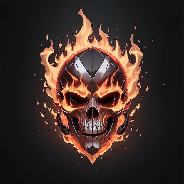 head skull fire mascot and esport gaming logo AI generated