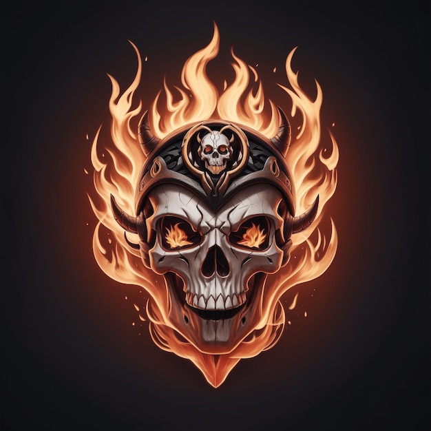 head skull fire mascot and esport gaming logo AI generated