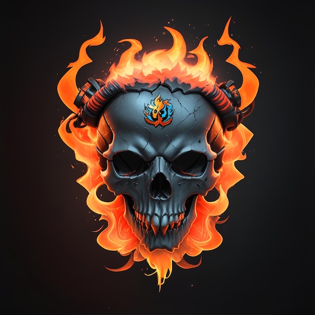 head skull fire mascot and esport gaming logo AI generated