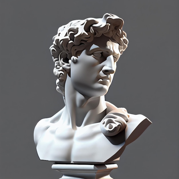 Head of statue David sculpture bust 3D gypsum head Generative Ai Y2K trendy style