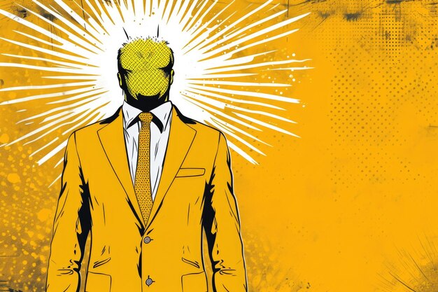 Head talks yellow suit modern art collage trendy urban magazine style