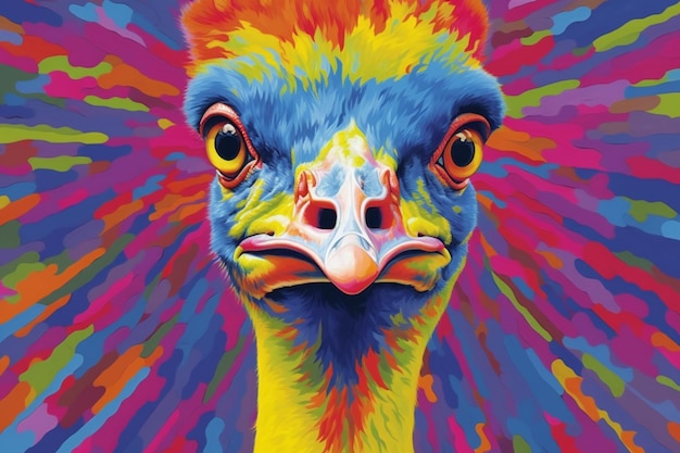 Head of a turkey on a multicolored background