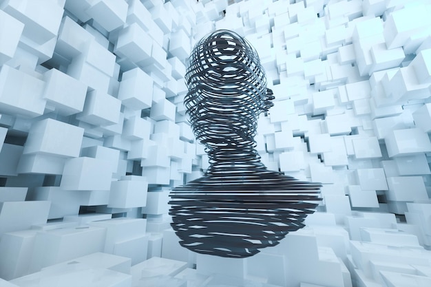 人工知能の 3 d レンダリングの概念を持つ仮想ロボットの頭