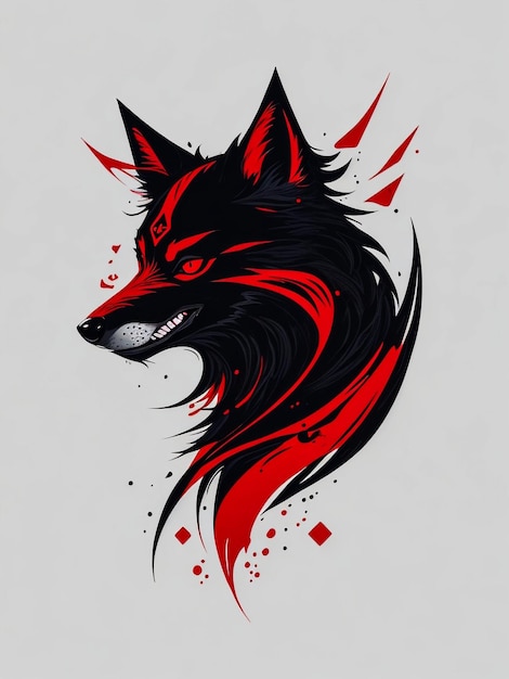 Head wolf badas black and red