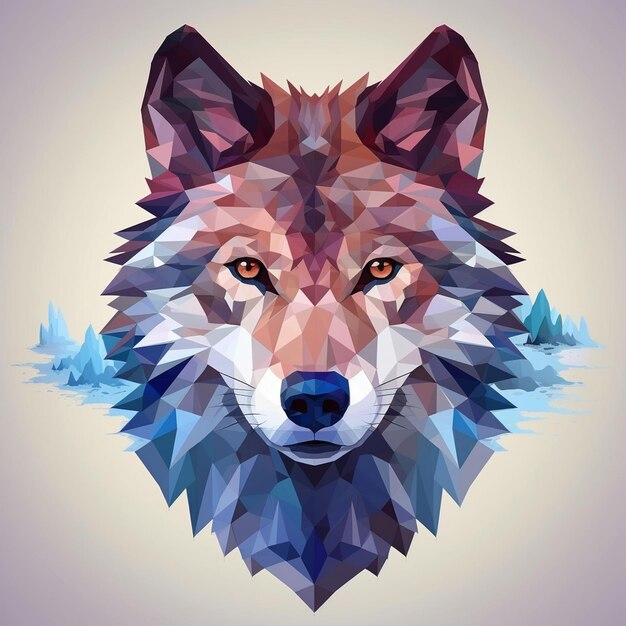 The head of a wolf on a white background with double exposure Retro design graphic element