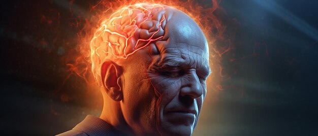 Photo headache strain 3d brain illustration