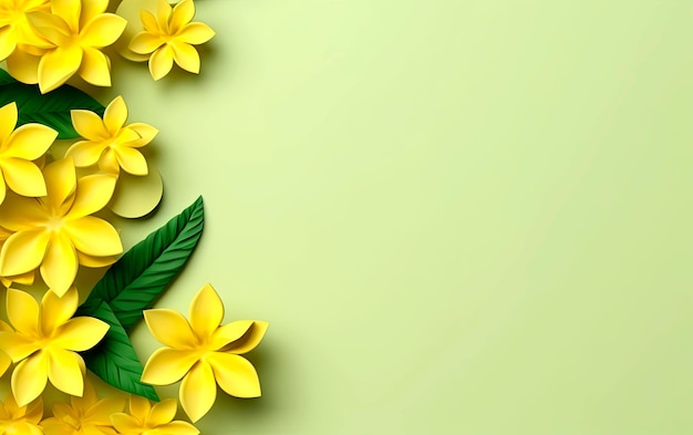 Header with flowers on green background Greeting card template for mothers womans day