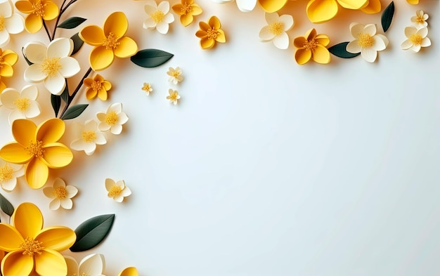 写真 白い背景の花のヘッダーの母親の日祝賀カードのテンプレート