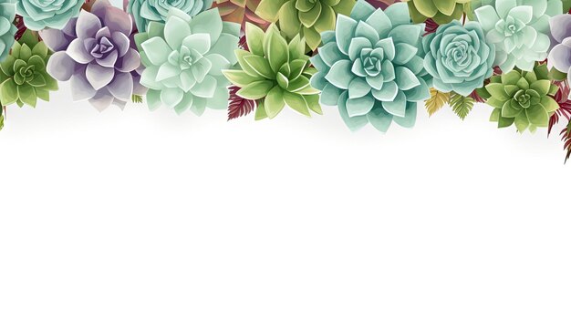 header with succulent plants on a white background