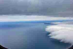 Photo heading out over the pacific ocean on a cloudy morning