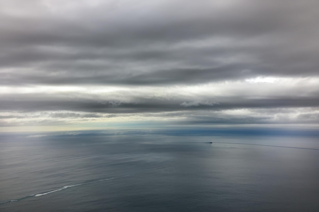 Heading out over the Pacific Ocean on a cloudy morning