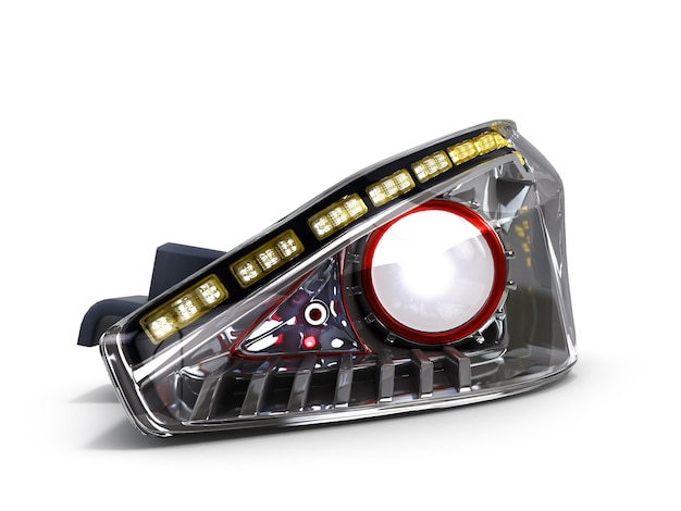 Headlamp car isolated on white background 3d illustration