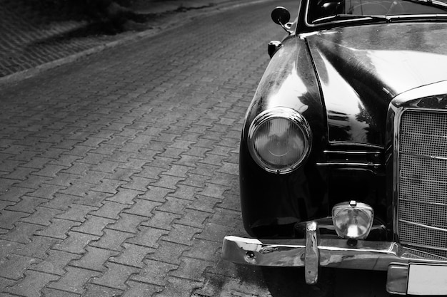 Photo headlight lamp classic car - black and white color effect style