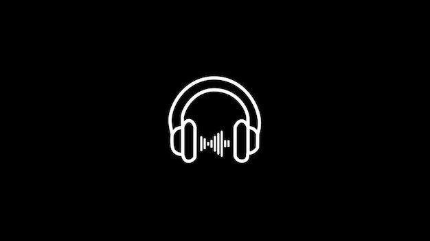 Headphone icon Isolated on black background