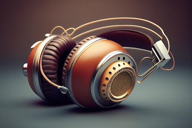 Headphone podcast tool 3d rendering illustration Generative Ai