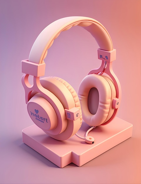 Headphone theme isometric 3d design highly detailed