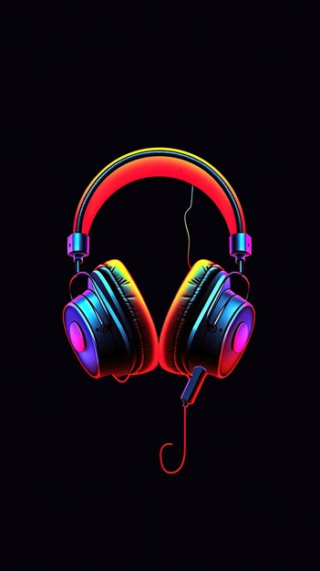 Photo headphones on a black background 3d rendering music concept