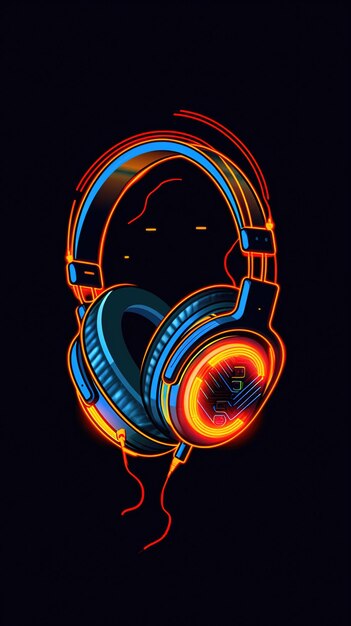 Photo headphones on a black background 3d rendering music concept