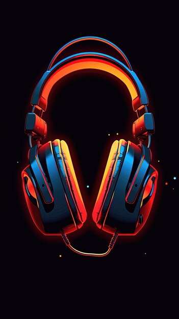 Photo headphones on a black background 3d rendering music concept