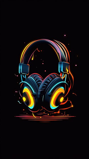 Photo headphones on a black background 3d rendering music concept