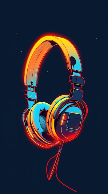 Headphones on a black background 3d rendering Music concept