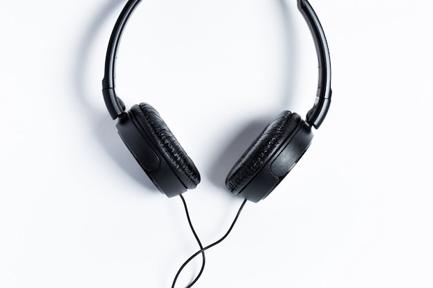 Headphones black on a white background