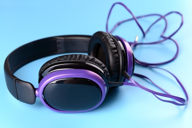 Headphones on blue background