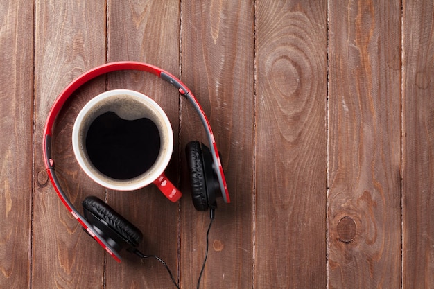 Photo headphones and coffee cup